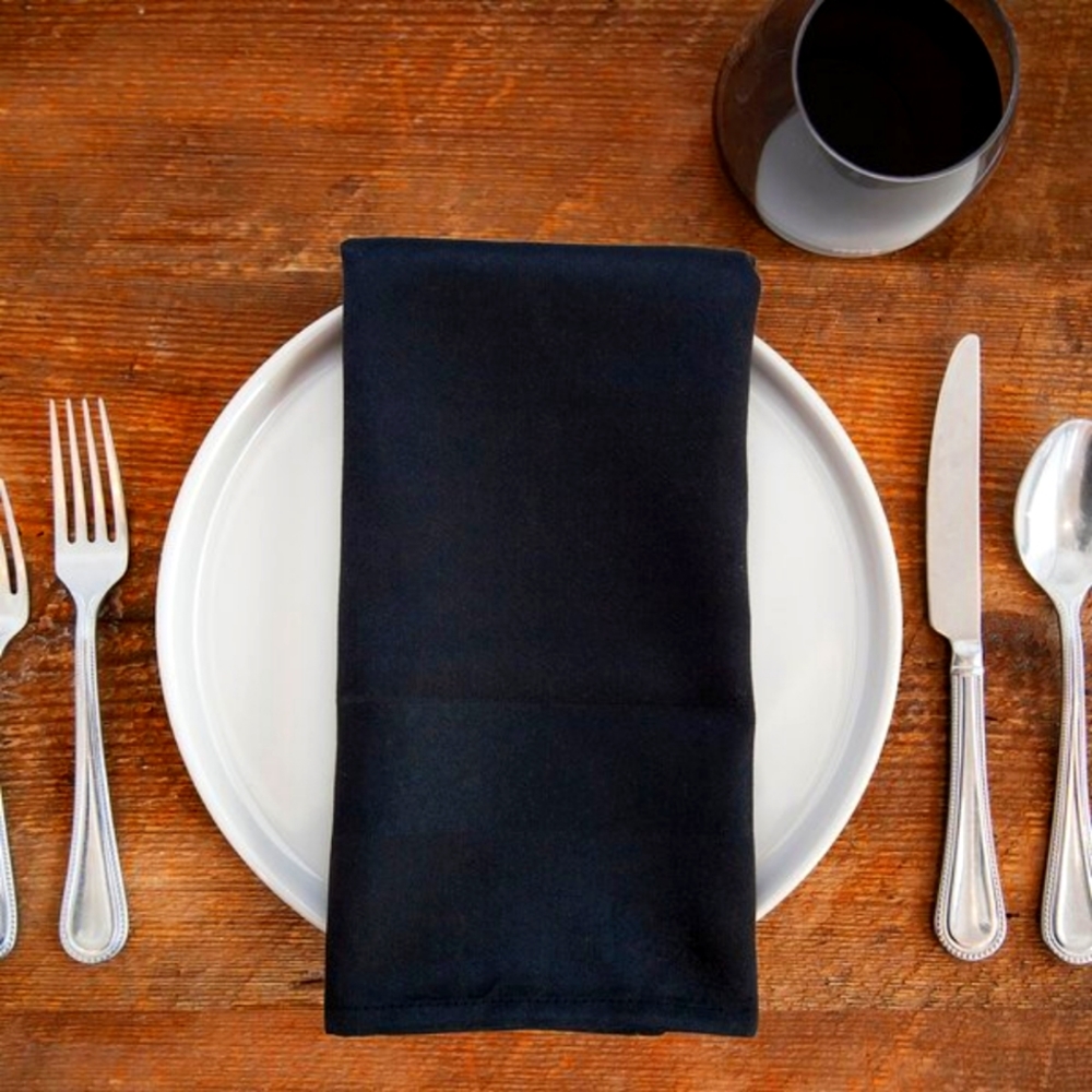 50 Black Linen Napkins